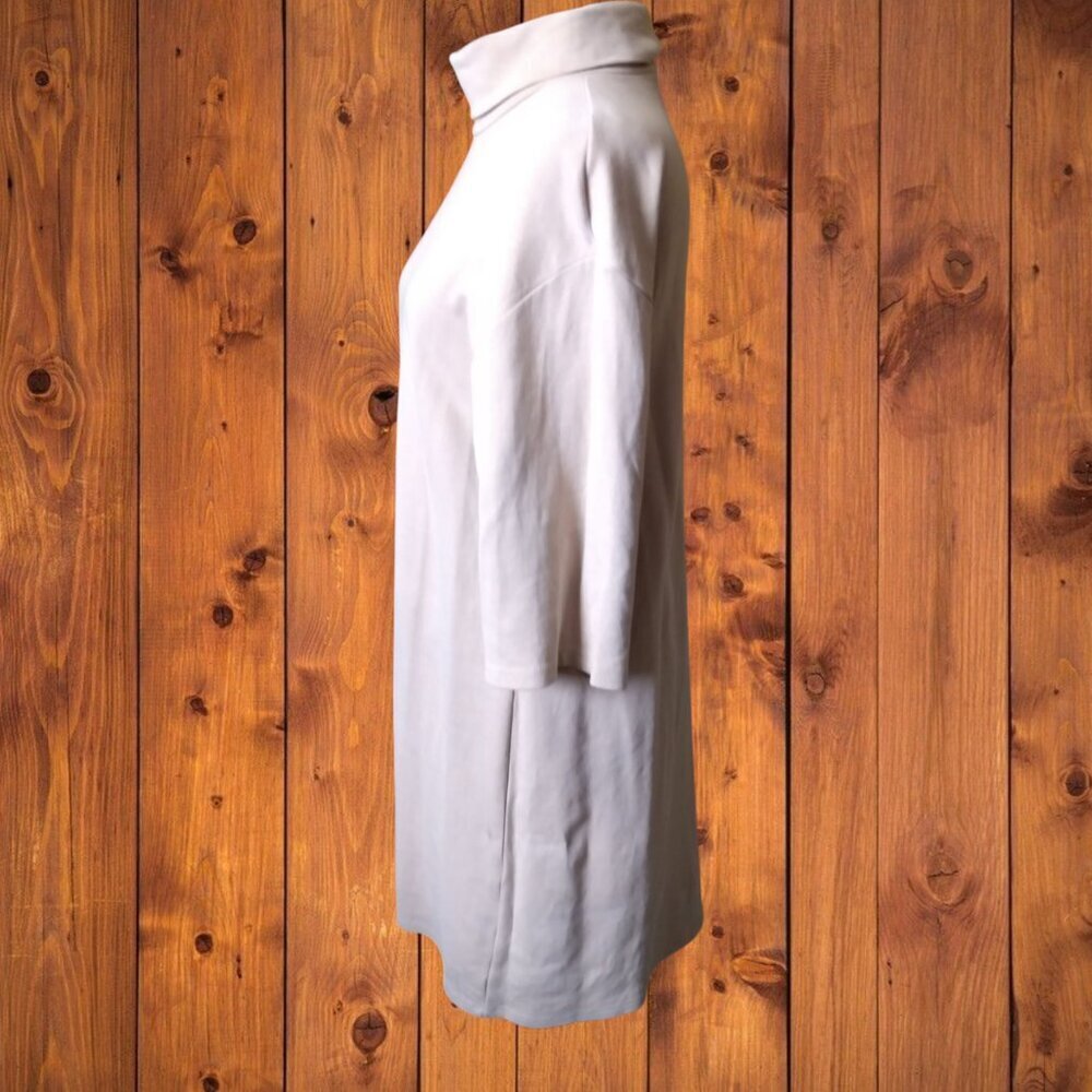 ZARA Women's Small 3/4 Sleeve Beige Turtleneck Dress Neutral Casual Classic NEW - Picture 6 of 7